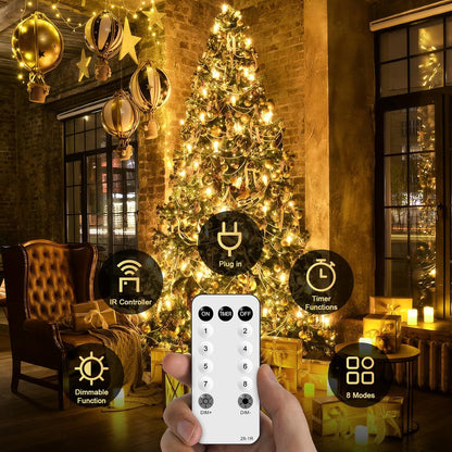 168Ft String Lights Outdoor Waterproof, 600 LED Christmas Lights | Classroom Lights Indoor Plug in for Patio Tree Room Wedding Party Christmas Pergola Decor, Remote, Clear Wire, Warm White